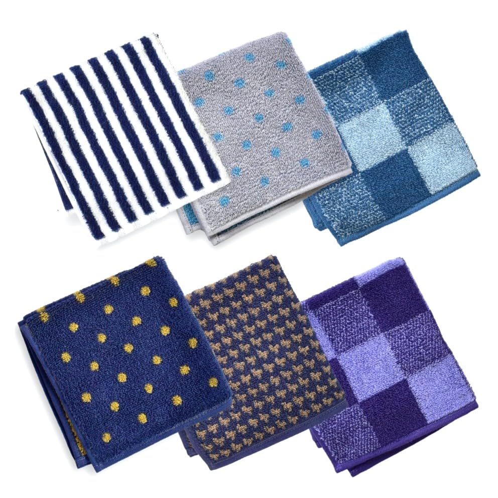 

ORI365 Imabari Towel Hand Set of Made in Towel Handkerchiefs Assorted Sets of Towels, 6, Absorbent, 100% Cotton, Japan, 25x25cm, (2 6)