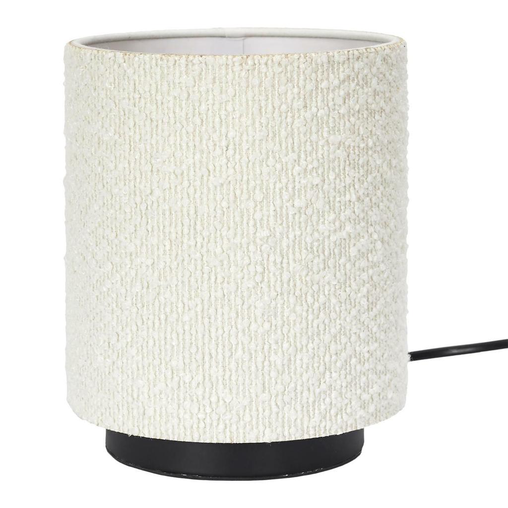 White Table Lamp With A Bouclé Shade, Scandinavian Style