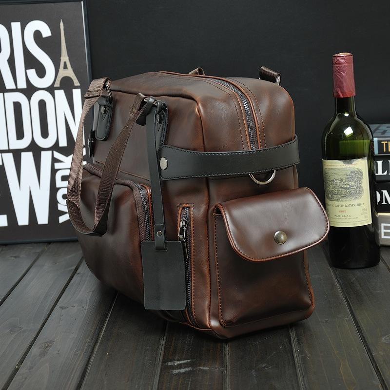 Herren Crazy Horse Leder Koreanische Freizeittasche Schultertasche Messenger Bag Handtasche Große Reisetasche Trendy Herrentasche