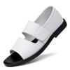 Men's Black Leather Breathable Outdoor Driving Sandals