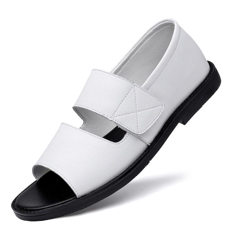 Men s Black Leather Breathable Outdoor Driving Sandals Size 43 белый