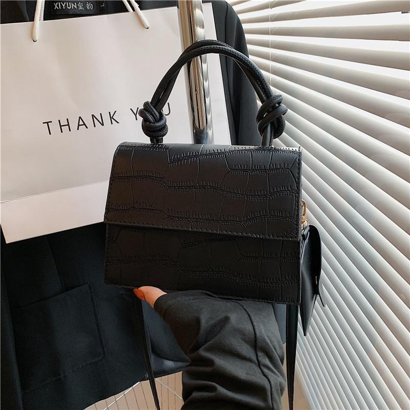 Solid Color Stone Pattern 2025 New Temperament Casual Two-piece Set Trendy Simple Crossbody Shoulder Portable Small Square Bag