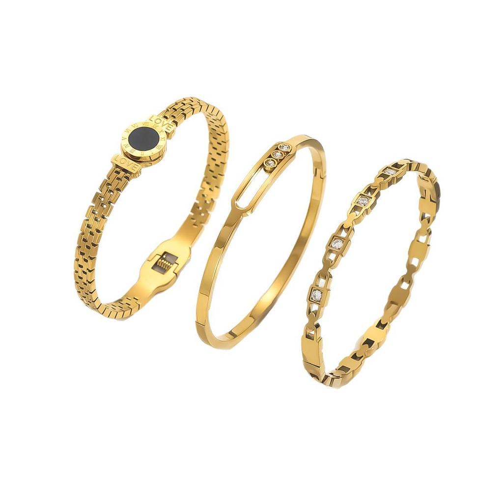 Roestvrij Staal Goud Golf Diamant Liefdesbrief Geometrisch Armband - High-End Mode Sieraden.