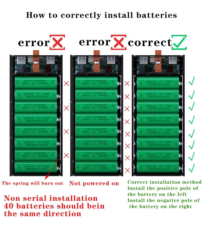Detachable 14 Cells No Welding 18650 Battery Box Power Bank Kit DIY Mobile Power Supply Shell Module Wireless Charging Function
