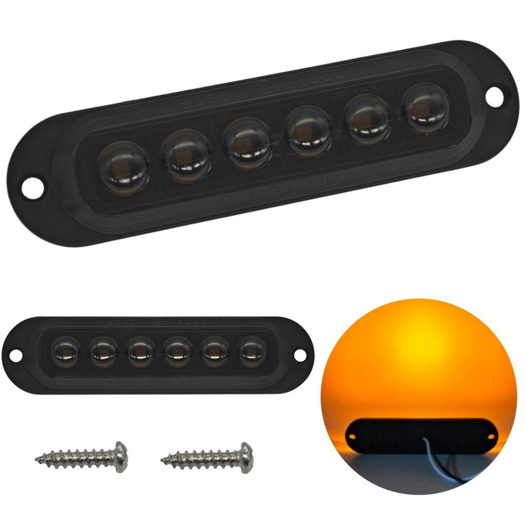Lampa obrysowa 6 LED dymiona 12-24V Pomarańczowy Off-Road