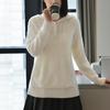 Fanzhen Women's 100% Wool Hooded Thick Knit Sweater