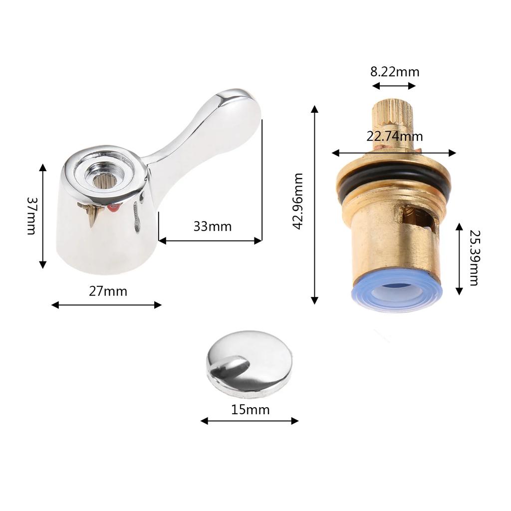 2 Sets Replacement Tap Handle Valve Core 43mm/53mm Manual Switch Faucet Cartridge Disc w/screw Brass Bathroom Faucet Accessory