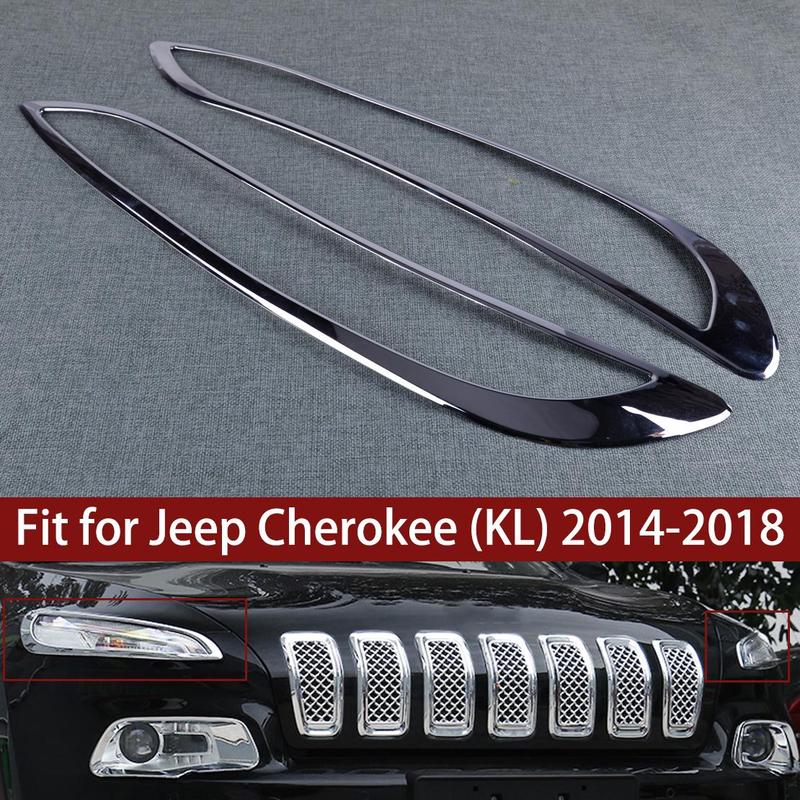 Chrome Front Headlight Lamp Light Cover Trim Fit For Jeep Cherokee 2014-2018
