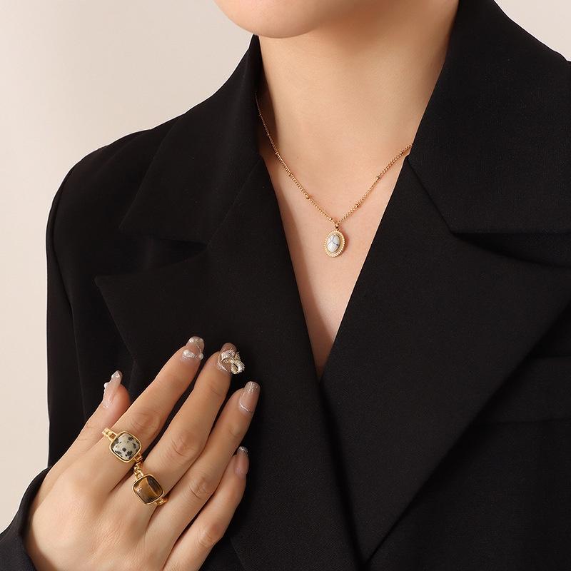 Exquisite Fashionable And Titanium Steel Bohemian Turquoise Cat Eye Stone Jewelry Set