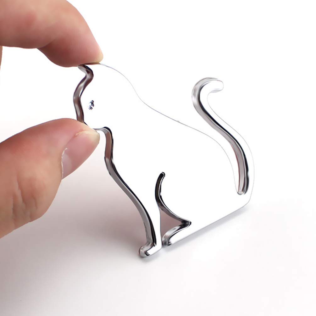 VORCOOL Autoaufkleber Katzenemblem Niedlich 3D Legierung Schwarz + Silber 2 Stück