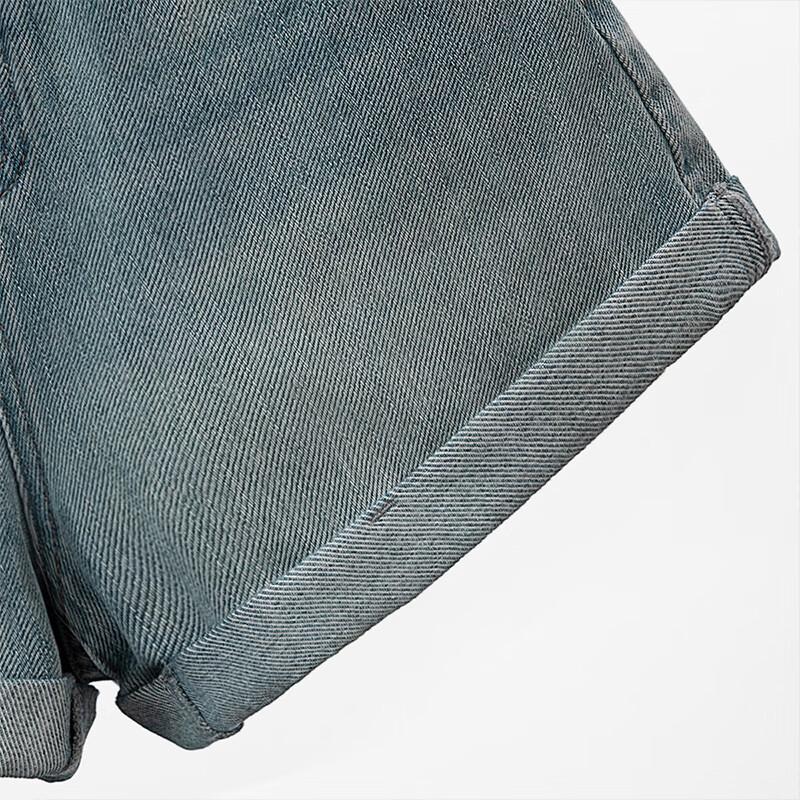 Shorts en jean vintage délavé taille haute jambe large Sisbaishe