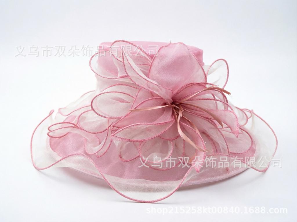 European, American British and European root yarn sunscreen hat women's summer elegant big flower sun hat seaside vacation lady temperament sun hat