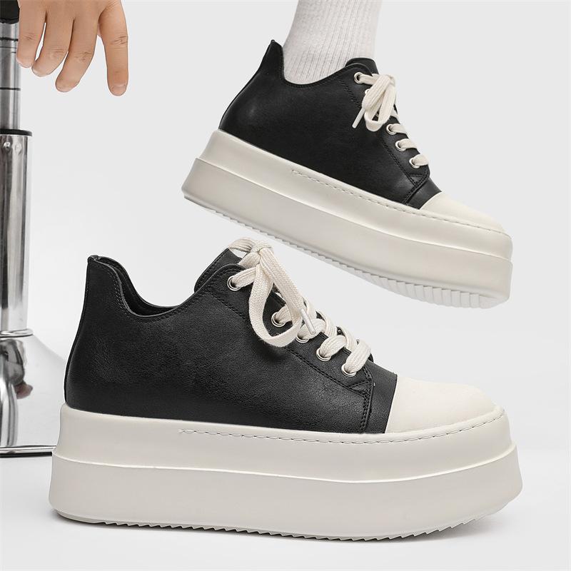 FDCP Marke Europäische und amerikanische trendige Schuhe Schnür-Freizeit-Board-Schuhe dicke Sohle, dieser große fette Schuh hat eine innere Höhenerhöhung von G008 schwarz -J