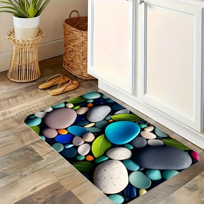 1PC Colorful Pebbles Pattern Kitchen Rug Non-Slip Door Mats Pop Design Bathroom Rug Bath Mat Carpet for Home Sink Laundry Decor
