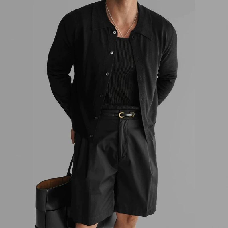 Mens Polo Cardigan 2026 Fall Lightweight Breathable Slim Fit Casual Top Teens
