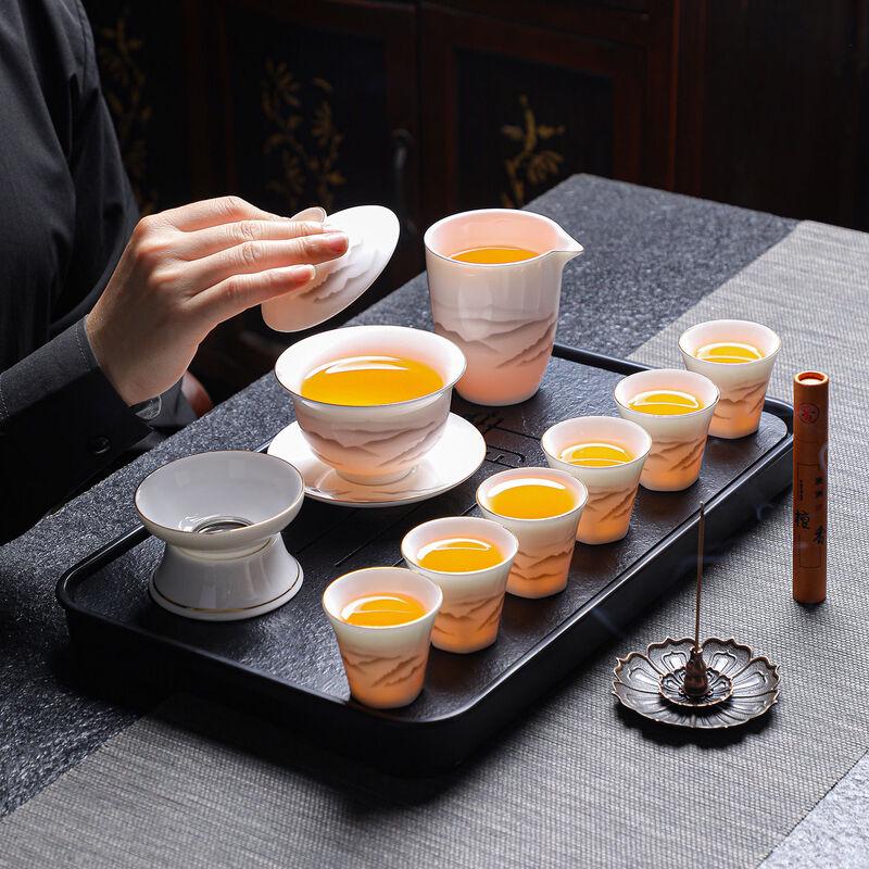 Shixun Mutton Fat Jade White Porcelain Gaiwan Tea Set