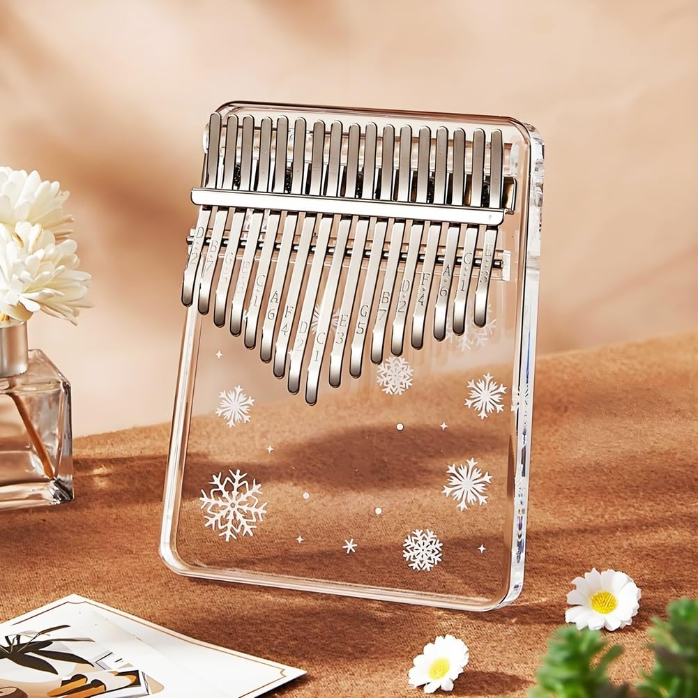 

WKMRH Kalimba Beginner Set, Transparent Crystal Kalimba Thumb Piano, 21 Keys, Snowflake/Feather Pattern, Cute and Popular Musical Instrument Gift, Per