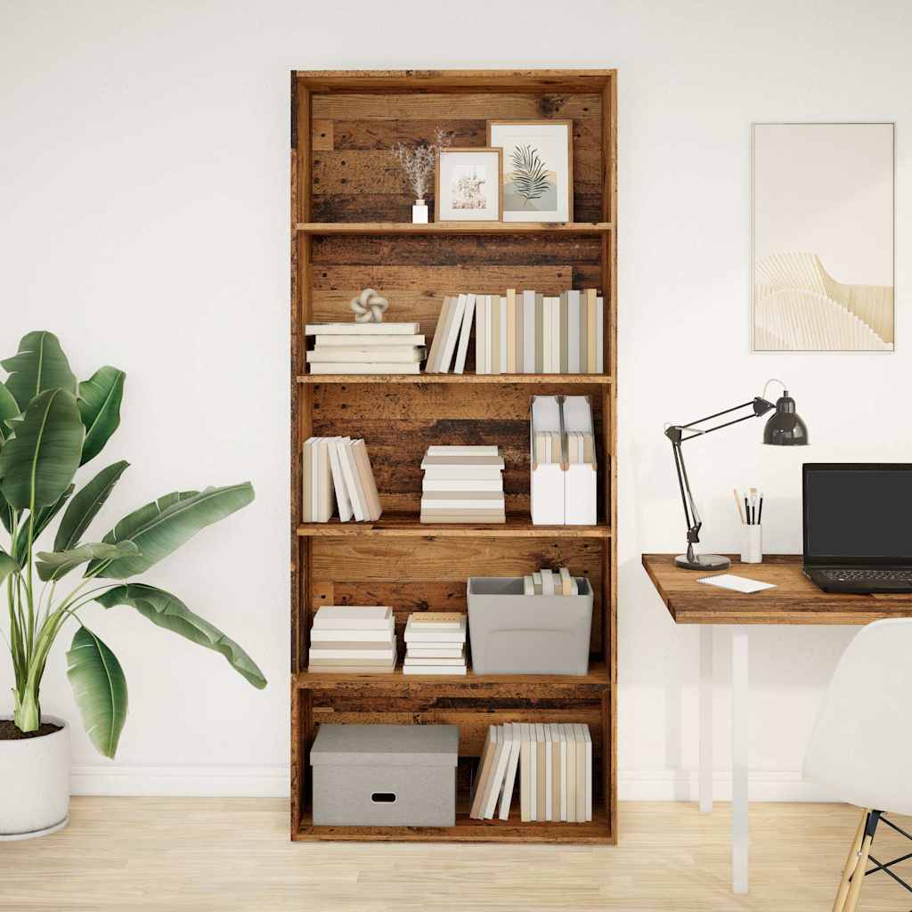 Bookshelf Reclaimed Wood Look 80x30x189 cm Engineered Wood