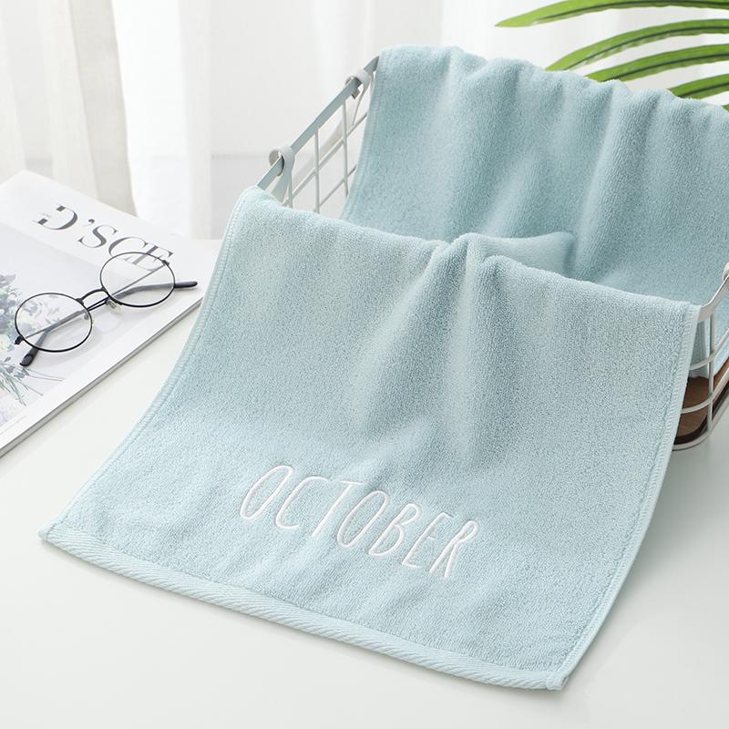 Embriodered Letters Face Towel Pure Cotton Soft Rectangle Towels Good Absorption Simple Creative Kids Adults for Home Bathroom