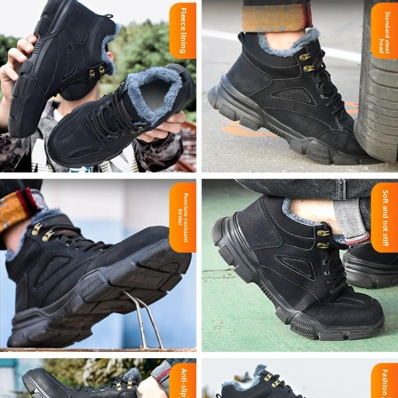 Men's Safety Shoes Winter Security Boots Cotton-padded Men Women Boots Anti-smash Thickened Working Shoes Climbing Work Shoes