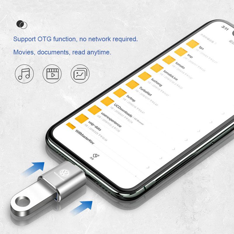 USB Type-C Adapter Flash Drive Reader Car Interior Accessories For VW Atlas Jetta Touareg Variant Golf Polo GTI Taos Nivus Passa RM4