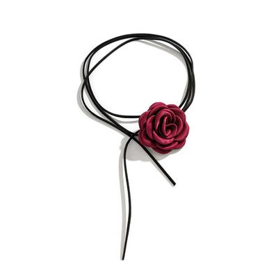 Romantic Gothic Big Rose Flower Clavicle Chain Necklace For Women Ladies  Adjustable Rope Choker Jewelry Accessories