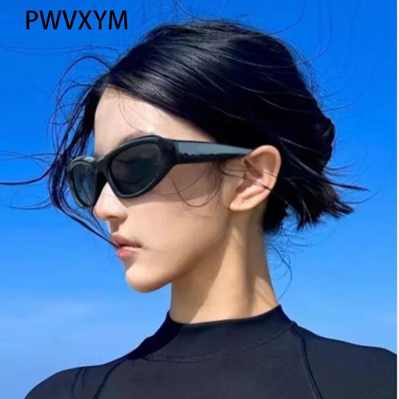 New Y2K Sports Punk Sunglasses Women Brand Designer Oval Goggle Men Luxury Sun Glasses UV400 Colorful Mirror Fashion Eyewear