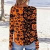 Women's Casual Long Sleeve Halloween Print Pullover Top Crew Neck Lightweight Sweatshirt for Fall and Everyday Wear