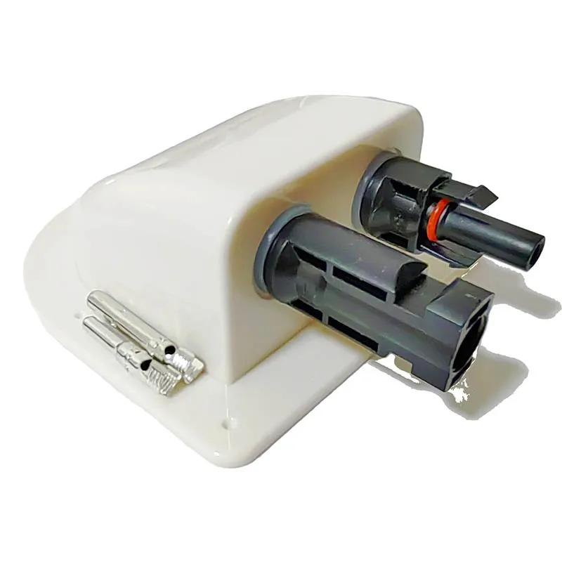 White/Black Photovoltaic Junction Box Double Hole Wire Cable Connector Waterproof Box For RV Caravan Motorhome Boat Yacht