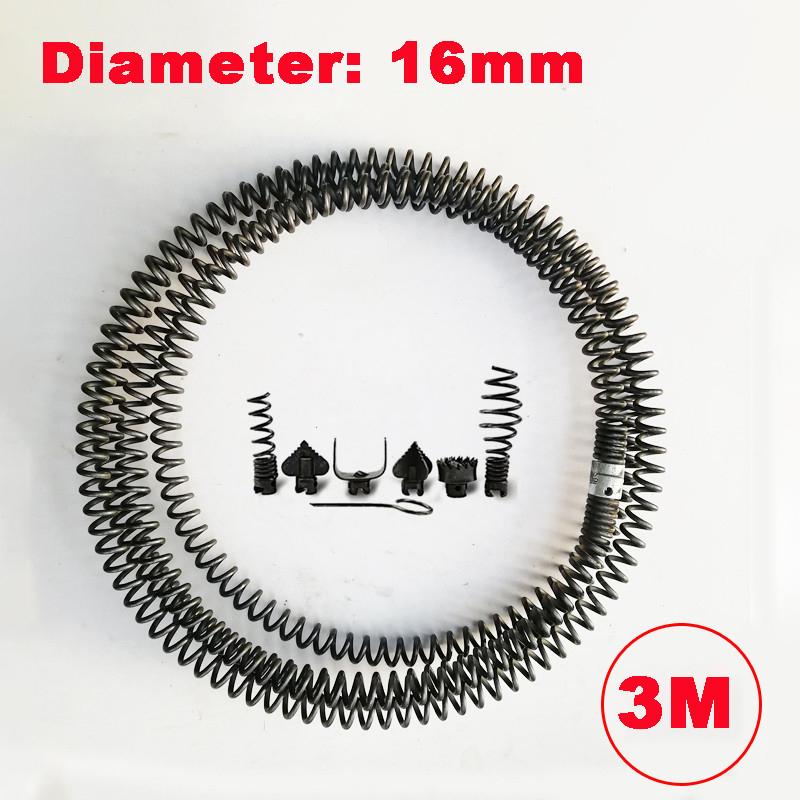 3 Meter Household Drain Pipe Dredger Extension Spring Set with Compression Spring And Connector - Sewer Cleaning Tool