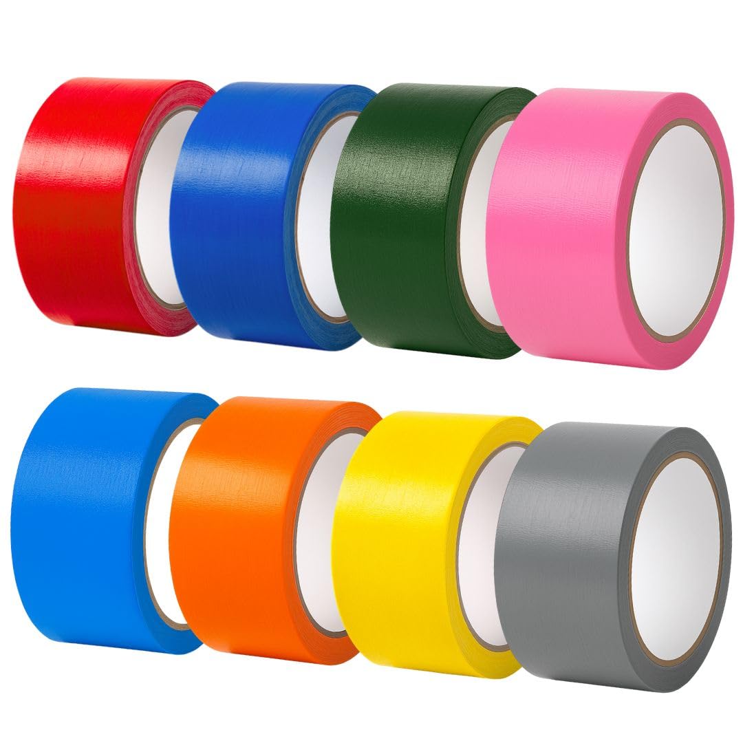 

Cobalt Planet Colorful Duct 50mm Wide x 10m Strong Convenient for Packaging and DIY Highly Visible Tape Set Set Tape, 8-Color Set, Long, Adhesive,