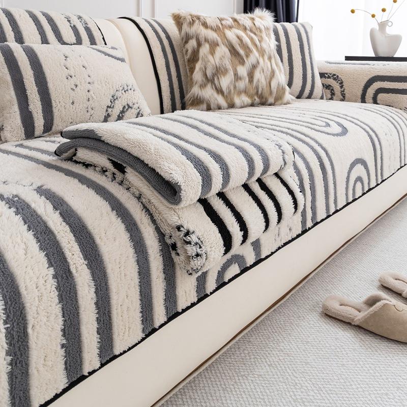 Autumn and Winter New Plush Sofa Cushion Anti Slip Comfortable Skin Friendly Cushion Simple Modern Living Room Sofa Cover Cloth