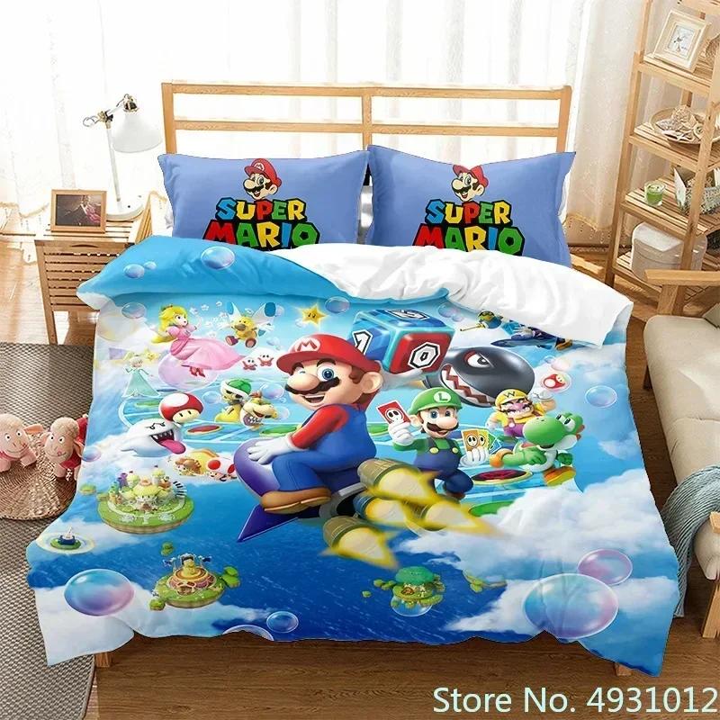 

Дитячий постільний комплект Super Mario з мультяшним принтом, ковдра, підковдра, наволочка, постільна білизна, набір для ліжка, спальні 150*200cm 3pcs