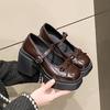 Frühling 2026 neue dicke Sohle dicker Absatz kleine Lederschuhe Damen runde Spitze Ein-Wort-Schnalle Schleife Mary Jane Einzel-Schuhe