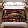 Christmas Theme Soft Blanket Personalized Custom Name Text Print Warm Blanket Home Sofa Bedroom Decor