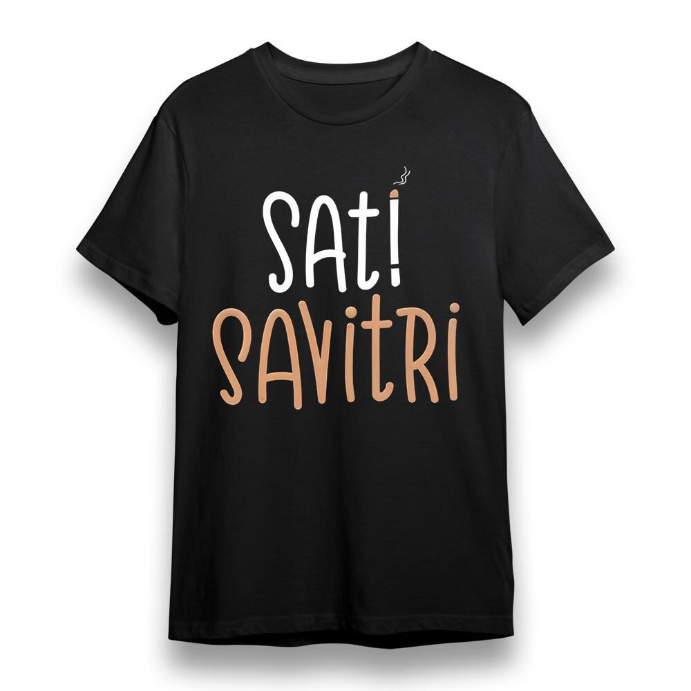 Women's T-shirt With Playful Sat Savitri Graphic Black 100% Cotton Plus Size Tee