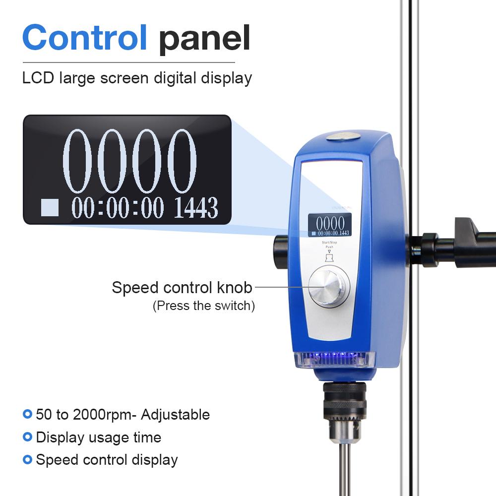 Overhead Stirrer 220V 50-2000 RPM Digital Display Cantilever Mixer Laboratory Stirrer Powerful Electric Lab Mixer