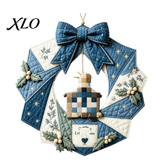 Saisonale Türdekoration Projekte DIY Patchwork Kranz Bastelset, Weihnachtsnähvorlagen, Innendekoration Bastelwerkzeuge Bauernhaus Stoffset