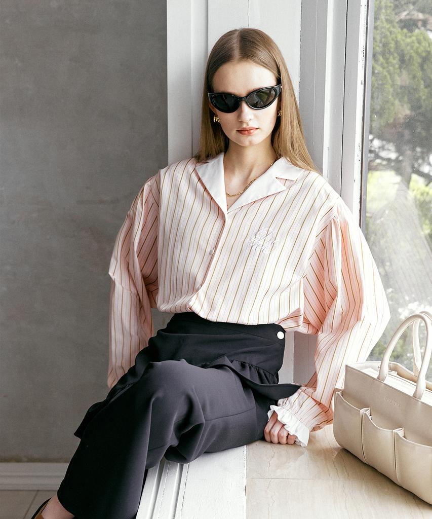 DEWEDEWE Notched Collar Shirt_Pink