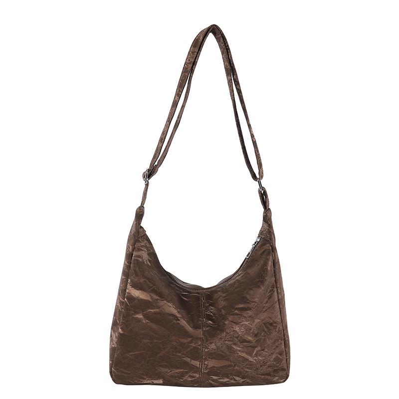 Fashionable Vertical Square Shape Tote Bag With Zipper Opening And Polyester Lining коричневый