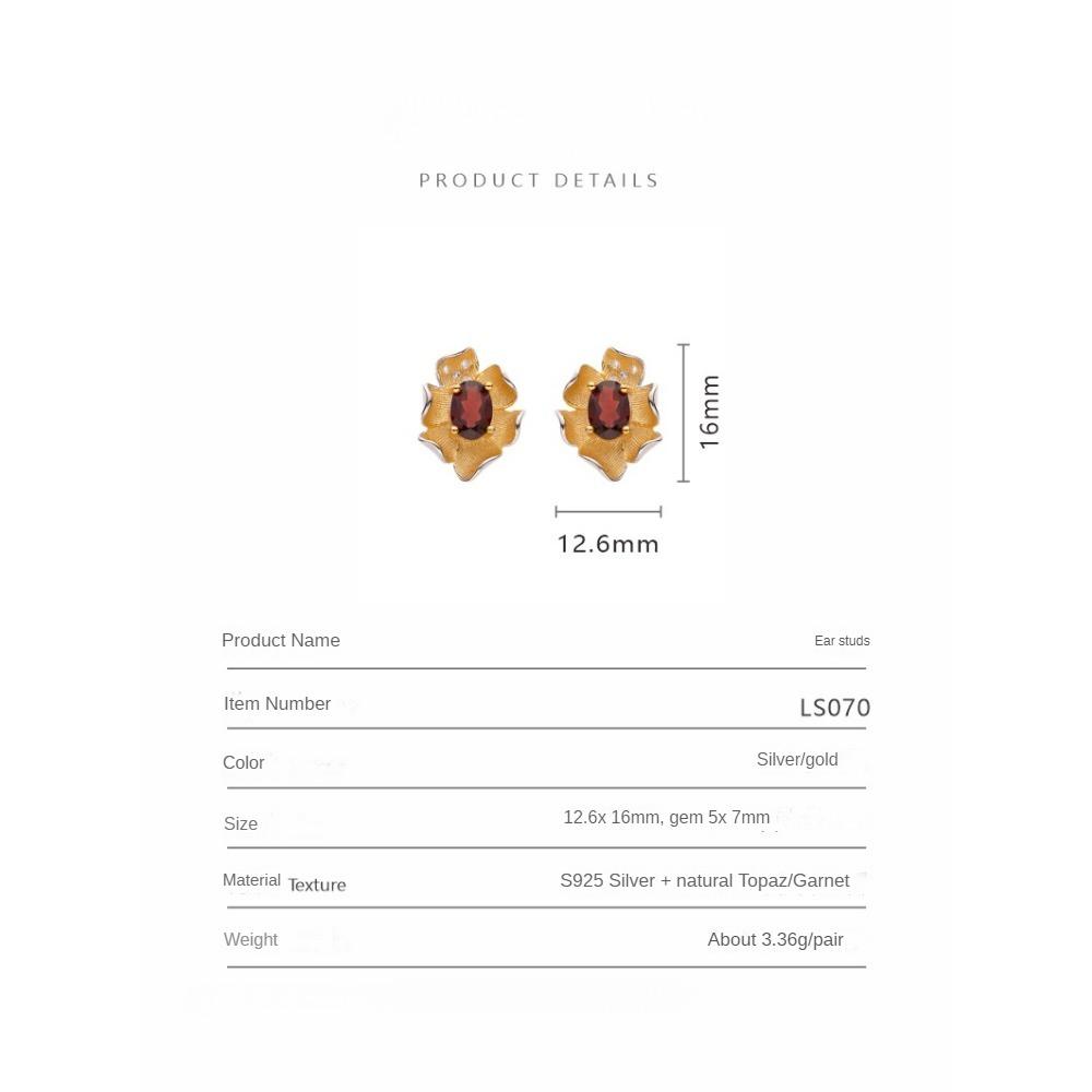 S925 Sterling Silver Necklace with Natural Color Treasures, Designed with Female Flowers, Necklace, Bracelet, Ring, Earrings