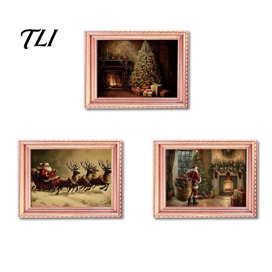 Magnetic Photo Frame 3Pcs Christmas Light-up Refrigerator Magnet, Vintage Wooden Halloween Magnet Decorations Fridge Glowing Picture Holder