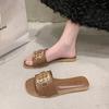 High-value new flat-bottomed seaside cool slippers 2025 summer Internet celebrity versatile one-word slippers women's wear