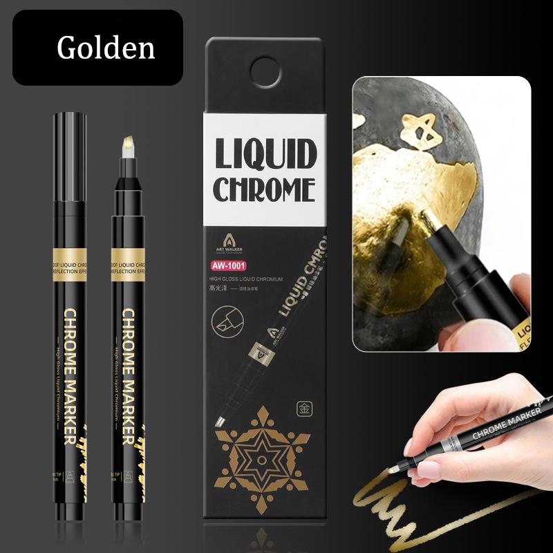 

3 Color Chrome Mirror Markers,0.7mm 1.0mm 2.0mm Nib Metal Pen DIY Doodle Cards,Posters,Rock Mugs,Ceramic,Glass,Plating Pen 1 Pcs
