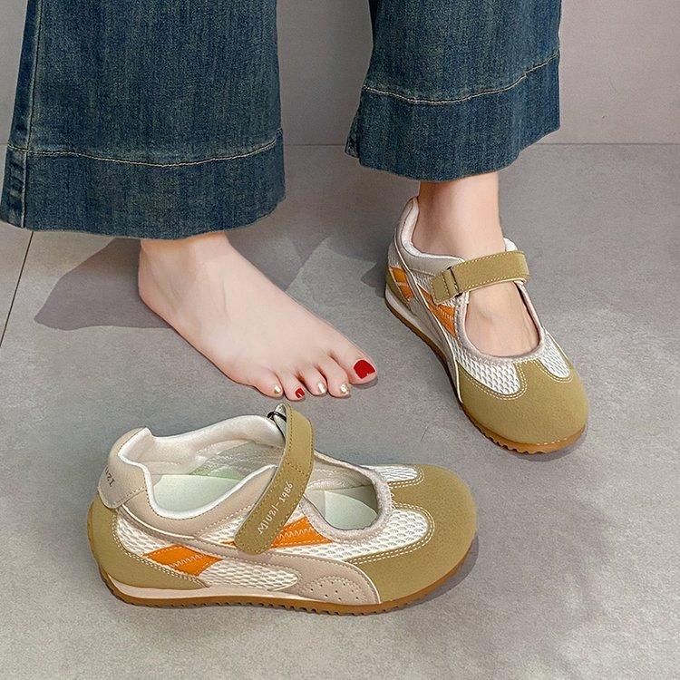 Summer Thin Casual Mary Jane Women's Shoes Leather Soft-soled Sports Sandals 2025 New Mesh Casual Dad Shoes