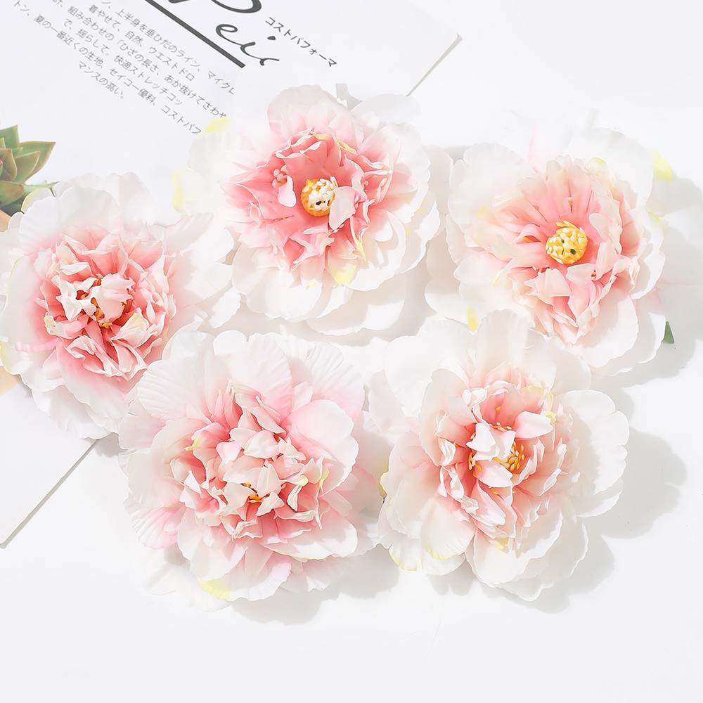 2/5 Stück 11CM Pfingstrosen Kunstblumen Kopf Seidenrosenblüten Für Hochzeit Zuhause Zimmer Dekoration Künstliche Blume DIY Kranz Zubehör