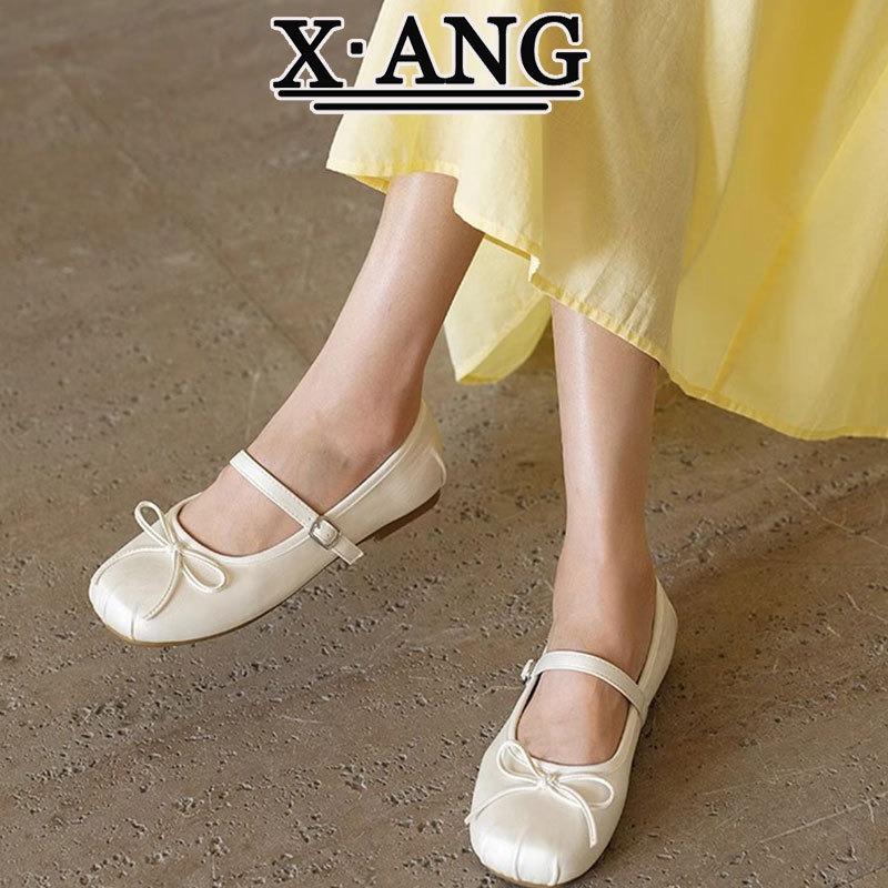 Rindsleder weiche Sohle ist nicht müde Damenschuhe Sommer flacher Mund flache Sohle Schuhe Ballerinas mit Rock Mary Jane Schuhe