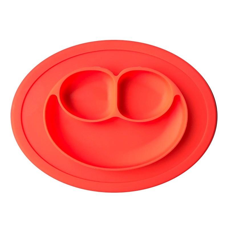 1Pcs Smiley Kids Feeding Plate Silicone Sucker Bowl Baby Infant Safe Dining Plate Cartoon Smile Face Children Dishes Tableware