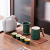 Travel Tea Set Kuaike Cup One Pot Four Cups Teapot Guochao Portable Outdoor High-end Ceramic Wooden Handle