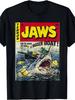 2025 Sommer Neu trendiges Retro Great White Shark Print T-Shirt für Männer und Frauen lässiges kurzärmeliges Rundhals-Baumwolltop